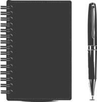 AI generated Silhouette notebook and pen black color only vector