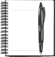 AI generated Silhouette notebook and pen black color only vector