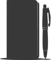 AI generated Silhouette notebook and pen black color only vector