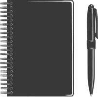 AI generated Silhouette notebook and pen black color only vector