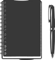 AI generated Silhouette notebook and pen black color only vector