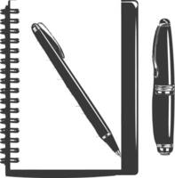 AI generated Silhouette notebook and pen black color only vector