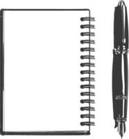 AI generated Silhouette notebook and pen black color only vector