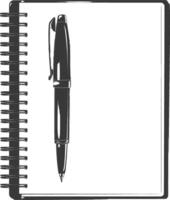 AI generated Silhouette notebook and pen black color only vector