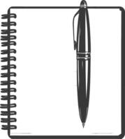 AI generated Silhouette notebook and pen black color only vector