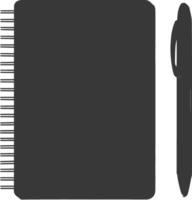 AI generated Silhouette notebook and pen black color only vector