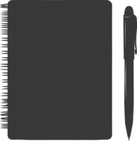 AI generated Silhouette notebook and pen black color only vector