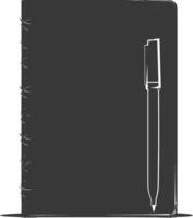 AI generated Silhouette notebook and pen black color only vector