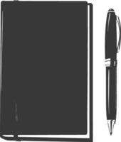 AI generated Silhouette notebook and pen black color only vector