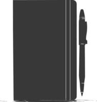 AI generated Silhouette notebook and pen black color only vector