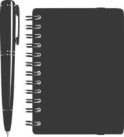 AI generated Silhouette notebook and pen black color only vector