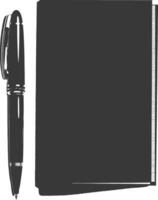 AI generated Silhouette notebook and pen black color only vector