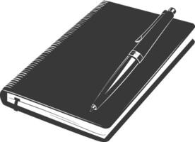 AI generated Silhouette notebook and pen black color only vector