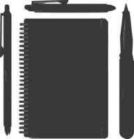 AI generated Silhouette notebook and pen black color only vector