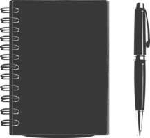 AI generated Silhouette notebook and pen black color only vector