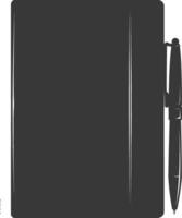 AI generated Silhouette notebook and pen black color only vector