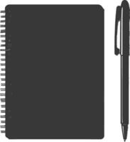 AI generated Silhouette notebook and pen black color only vector