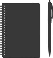 AI generated Silhouette notebook and pen black color only vector