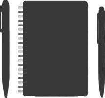 AI generated Silhouette notebook and pen black color only vector