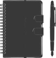 AI generated Silhouette notebook and pen black color only vector