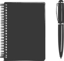 AI generated Silhouette notebook and pen black color only vector