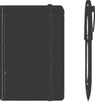 AI generated Silhouette notebook and pen black color only vector