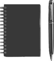 AI generated Silhouette notebook and pen black color only vector