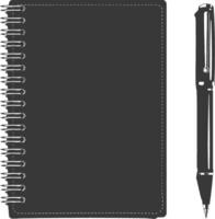 AI generated Silhouette notebook and pen black color only vector