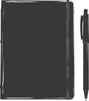 AI generated Silhouette notebook and pen black color only vector