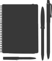 AI generated Silhouette notebook and pen black color only vector