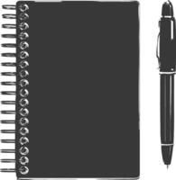 AI generated Silhouette notebook and pen black color only vector