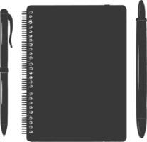 AI generated Silhouette notebook and pen black color only vector