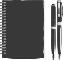 AI generated Silhouette notebook and pen black color only vector