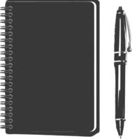 AI generated Silhouette notebook and pen black color only vector