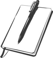 AI generated Silhouette notebook and pen black color only vector