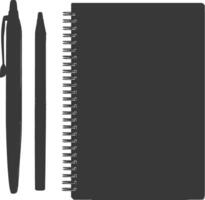 AI generated Silhouette notebook and pen black color only vector