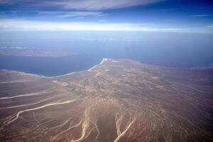 coast of cortez sea in baja california sur mexico aerial view from airplane photo