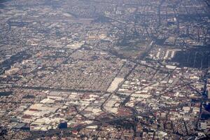 Vista aérea de la ciudad de México paisaje desde avión foto