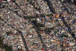 Vista aérea de la ciudad de México paisaje desde avión foto