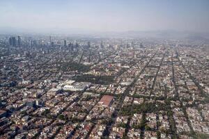 mexico city aerial view landscape from airplane photo