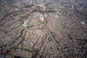 Vista aérea de la ciudad de México paisaje desde avión foto