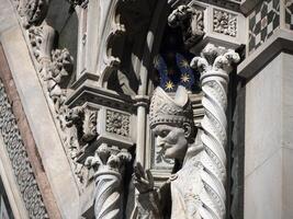 florence giotto tower detail near Cathedral Santa Maria dei Fiori, Brunelleschi Dome Italy photo