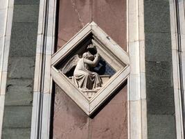 florence giotto tower detail near Cathedral Santa Maria dei Fiori, Brunelleschi Dome Italy photo