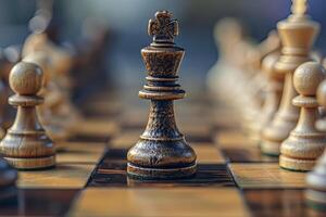 AI generated chess game abstract idea A king bravely leading the charge, inspiring resilience and leadership in the face of adversity photo
