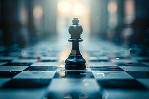 AI generated chess game abstract pawn making its first move, symbolizing the beginning of a strategic journey towards victory on the chessboard. photo