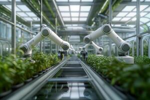 AI generated Building housing various plants and robots, utilizing metal and engineering photo