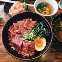 AI generated A close up of a dish featuring food, tableware, and ingredients on a table photo