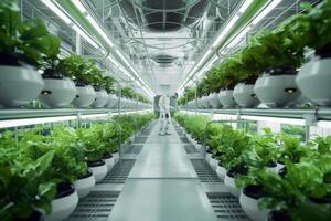 AI generated Assorted plants thriving in a greenhouse environment photo