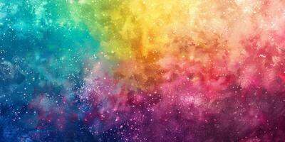 AI generated A vibrant background with a rainbow of colors and a galaxy in the sky photo