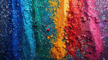 AI generated a close up of a pile of rainbow colored powder photo